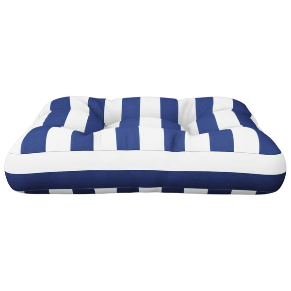 vidaXL Coussin de palette bleu blanc rayé 50x50x12 cm tissu