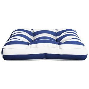 vidaXL Coussin de palette bleu blanc rayé 50x50x12 cm tissu