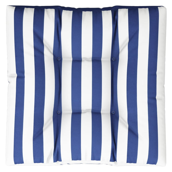 vidaXL Coussin de palette Bleu blanc rayé 70x70x12 cm Tissu