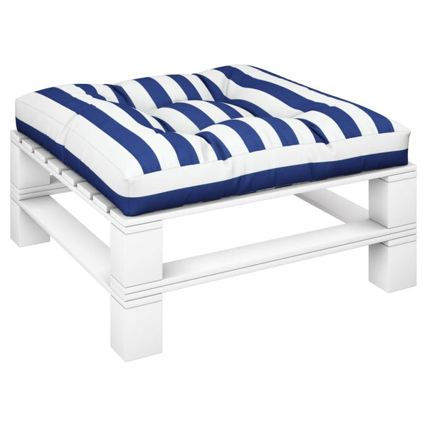vidaXL Coussin de palette Bleu blanc rayé 70x70x12 cm Tissu