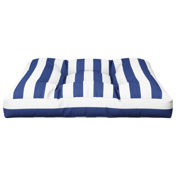vidaXL Coussin de palette Bleu blanc rayé 70x70x12 cm Tissu