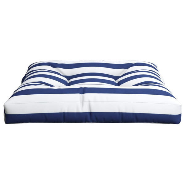 vidaXL Coussin de palette Bleu blanc rayé 70x70x12 cm Tissu