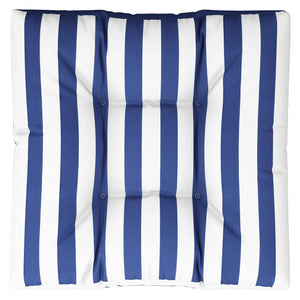 vidaXL Coussin de palette rayé bleu et blanc 80x80x12 cm Tissu
