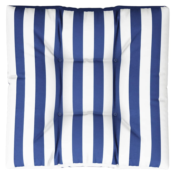 vidaXL Coussin de palette rayé bleu et blanc 80x80x12 cm Tissu