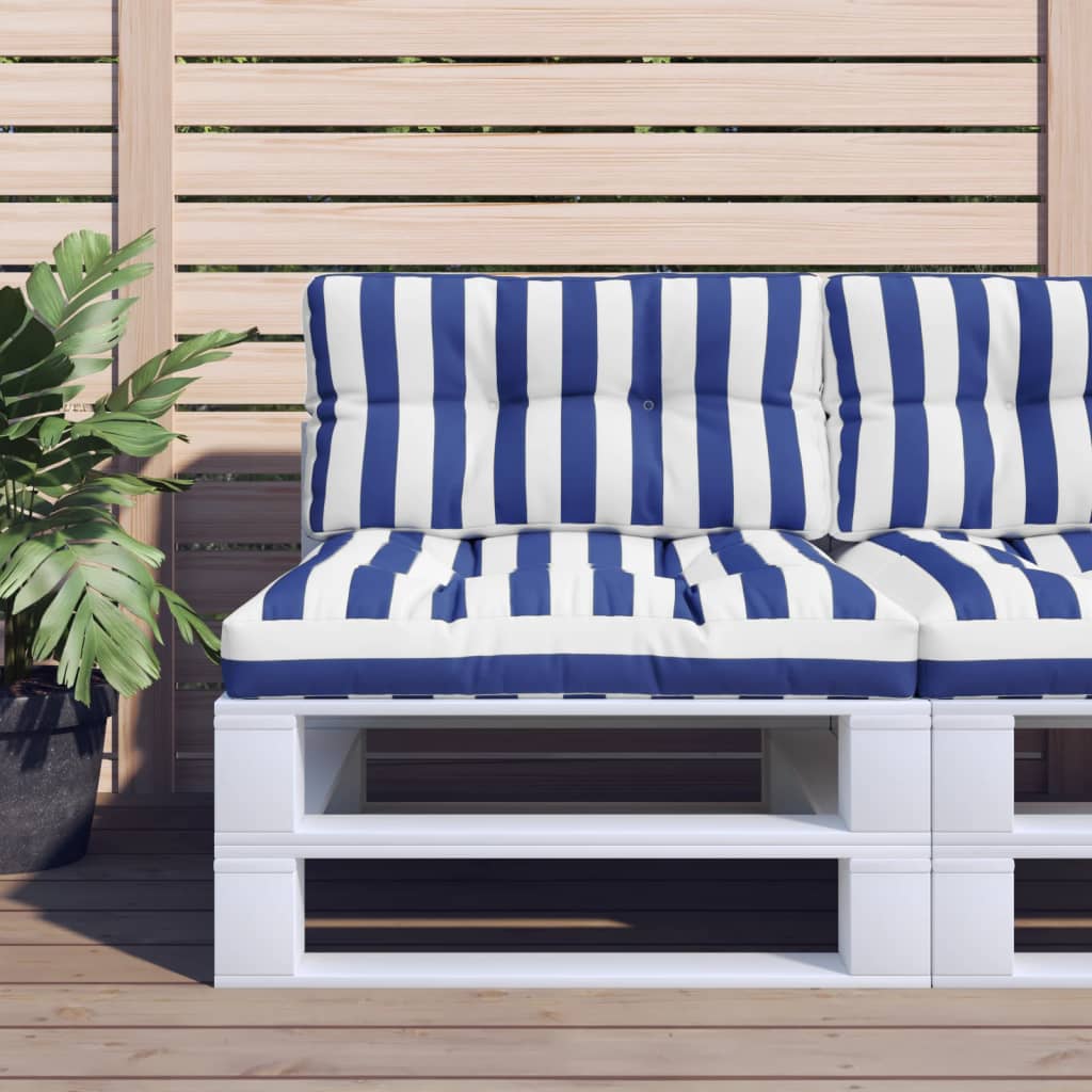 Blau Weiß Gestreiftes Palettenkissen 70x40