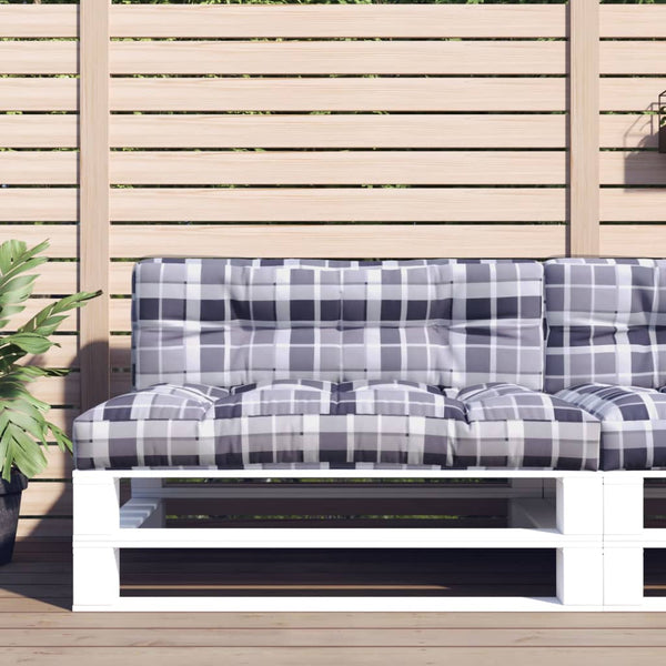 Palettenkissen Grau Karomuster 120x40 cm