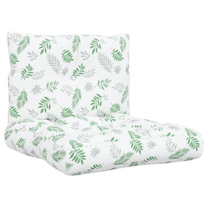 vidaXL Coussins de palette 2 pcs Motif feuilles Tissu Oxford