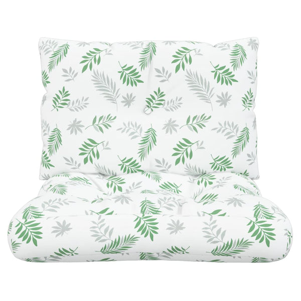 vidaXL Coussins de palette 2 pcs Motif feuilles Tissu Oxford