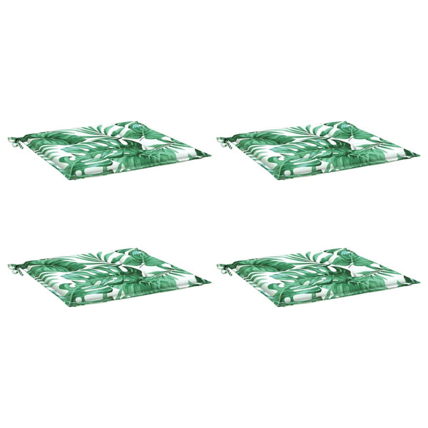 Stuhlkissen 4er Set Blattmuster 40x40 cm