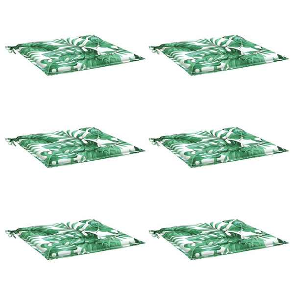 Stuhlkissen 6er Set Blattmuster 40x40 cm