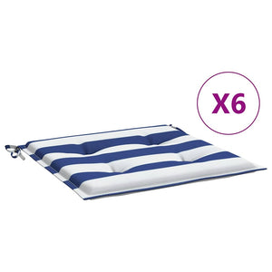 Gartenstuhl Kissen 6er Set Blau/Weiß Gestreift