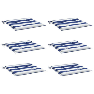 Gartenstuhl Kissen 6er Set Blau/Weiß Gestreift