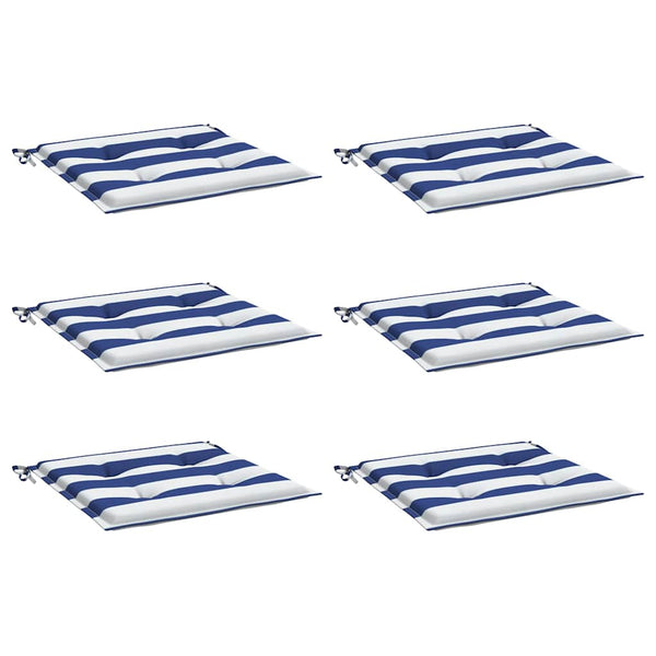 Gartenstuhl Kissen 6er Set Blau/Weiß Gestreift