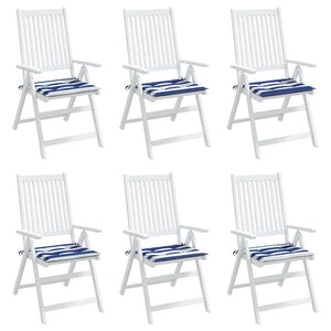 Gartenstuhl Kissen 6er Set Blau/Weiß Gestreift