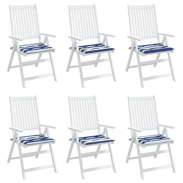 Gartenstuhl Kissen 6er Set Blau/Weiß Gestreift