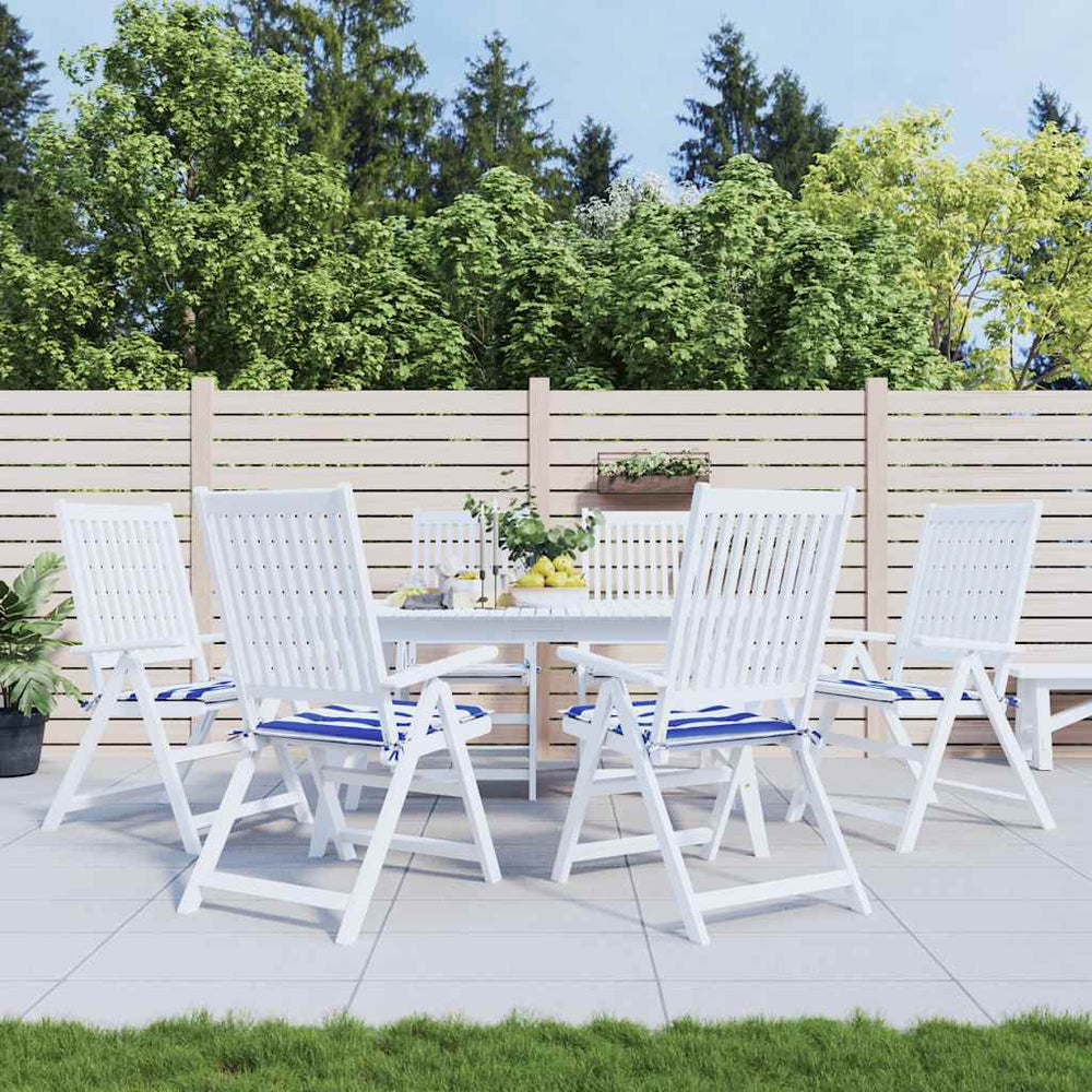 Gartenstuhl Kissen 6er Set Blau/Weiß Gestreift