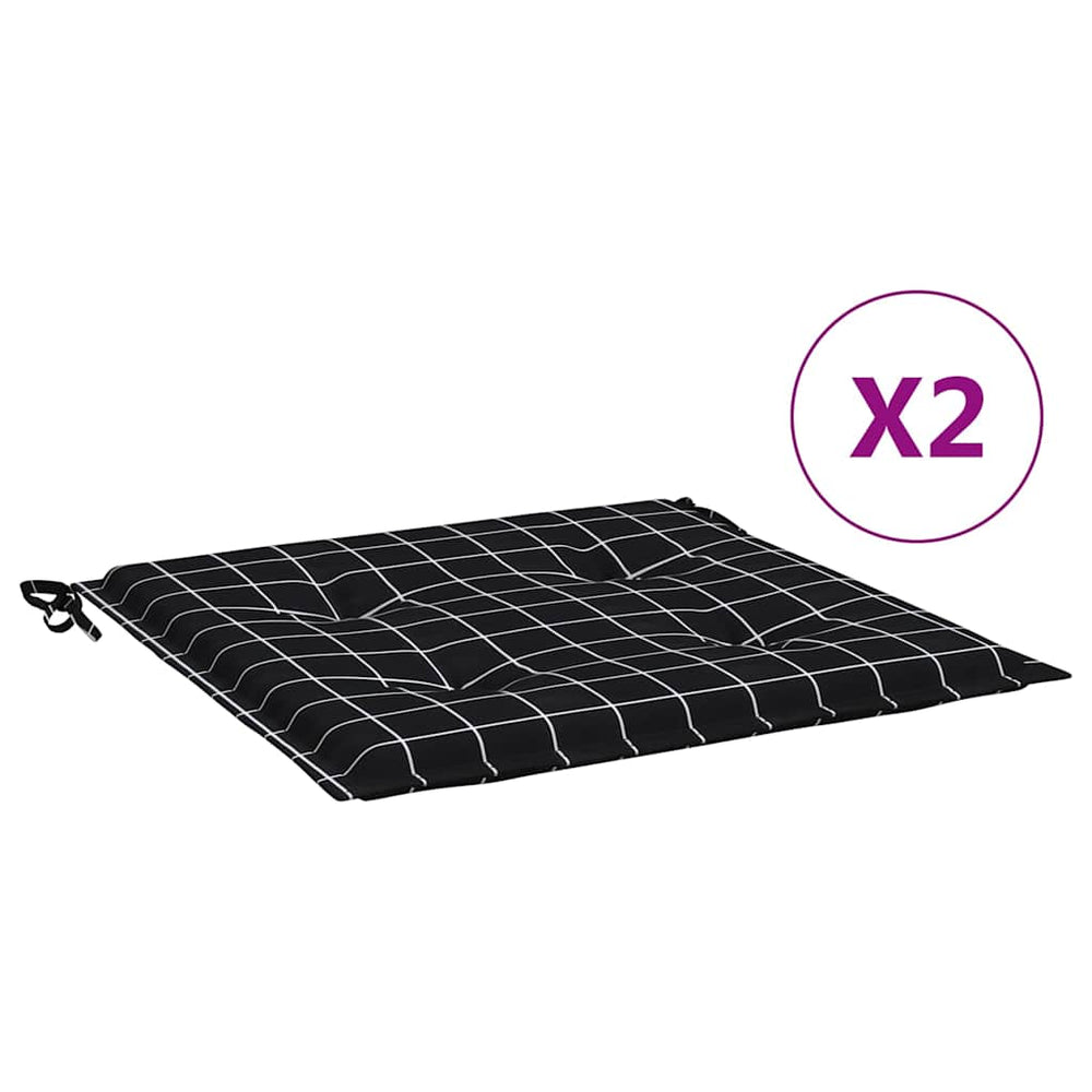 Gartenstuhl Kissen 2er Set Schwarz Karomuster