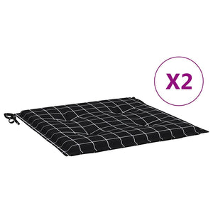Gartenstuhl Kissen 2er Set Schwarz Karomuster