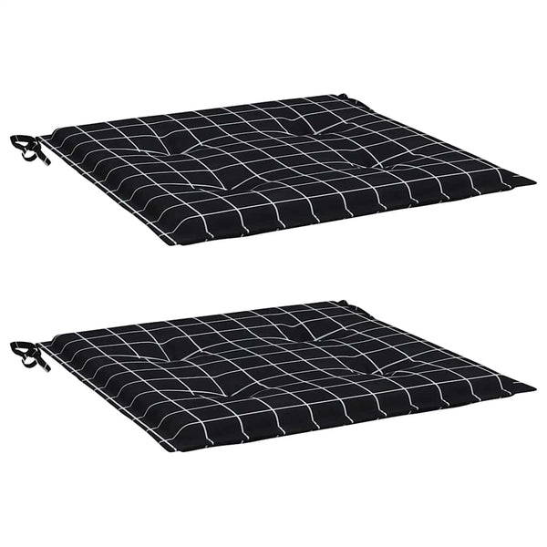 Gartenstuhl Kissen 2er Set Schwarz Karomuster