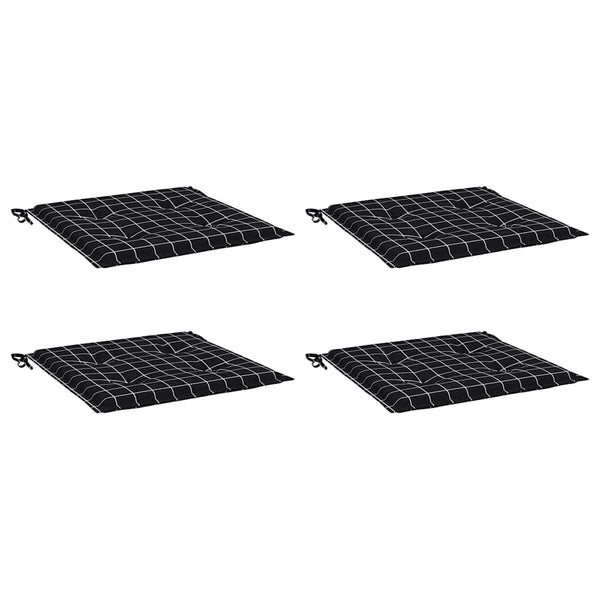 Gartenstuhl Kissen 4er Set Schwarz Karomuster