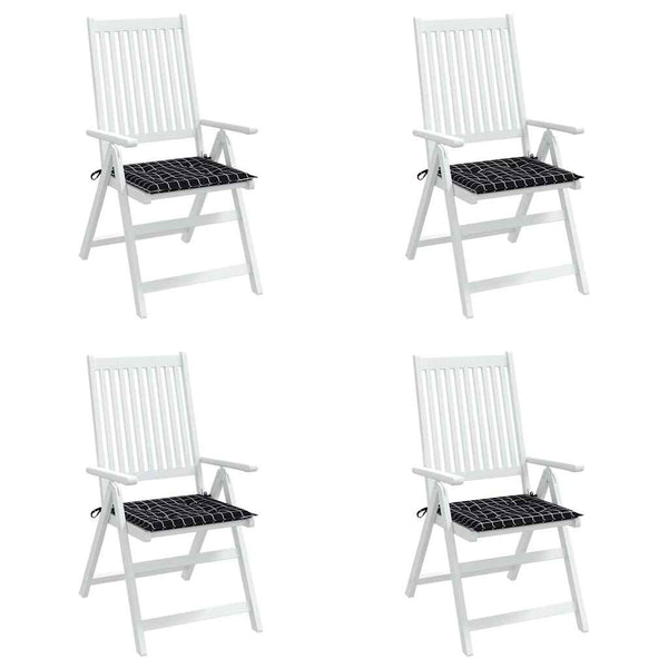 Gartenstuhl Kissen 4er Set Schwarz Karomuster