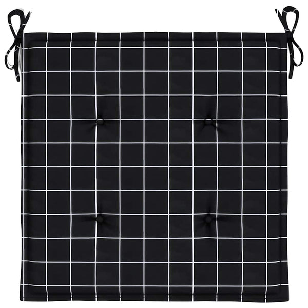Gartenstuhl Kissen 4er Set Schwarz Karomuster