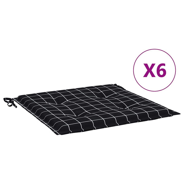 Gartenstuhl Kissen 6er Set Schwarz Kariert