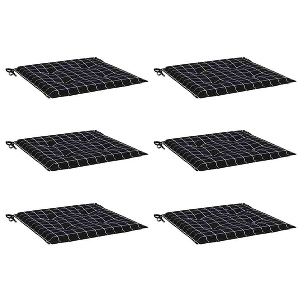 Gartenstuhl Kissen 6er Set Schwarz Kariert