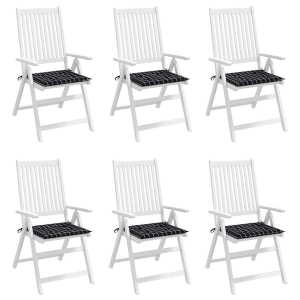Gartenstuhl Kissen 6er Set Schwarz Kariert