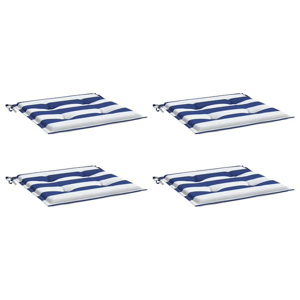 Gestreifte Gartenstuhl Kissen Blau/Weiß 4er Set