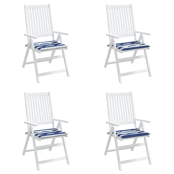 Gestreifte Gartenstuhl Kissen Blau/Weiß 4er Set