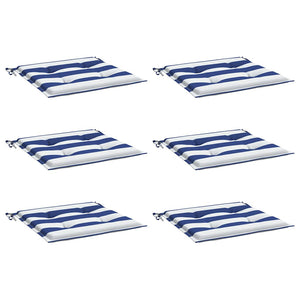 Gartenstuhl Kissen 6er Set Blau-Weiß Gestreift