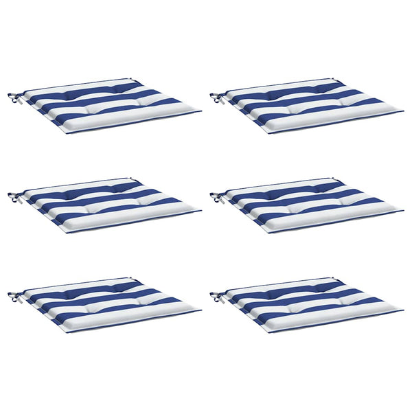 Gartenstuhl Kissen 6er Set Blau-Weiß Gestreift