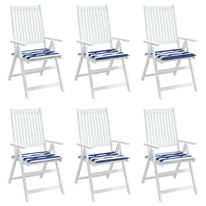 Gartenstuhl Kissen 6er Set Blau-Weiß Gestreift