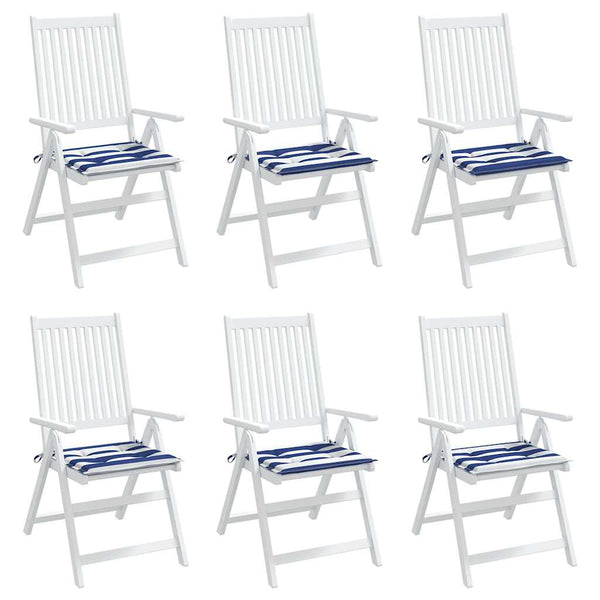 Gartenstuhl Kissen 6er Set Blau-Weiß Gestreift