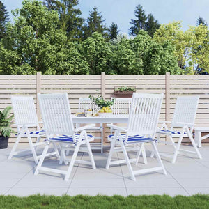 Gartenstuhl Kissen 6er Set Blau-Weiß Gestreift