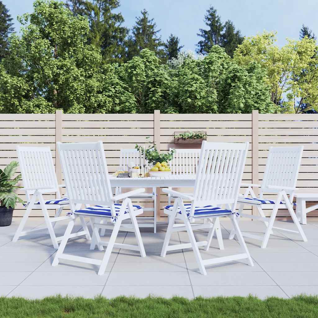 Gartenstuhl Kissen 6er Set Blau-Weiß Gestreift