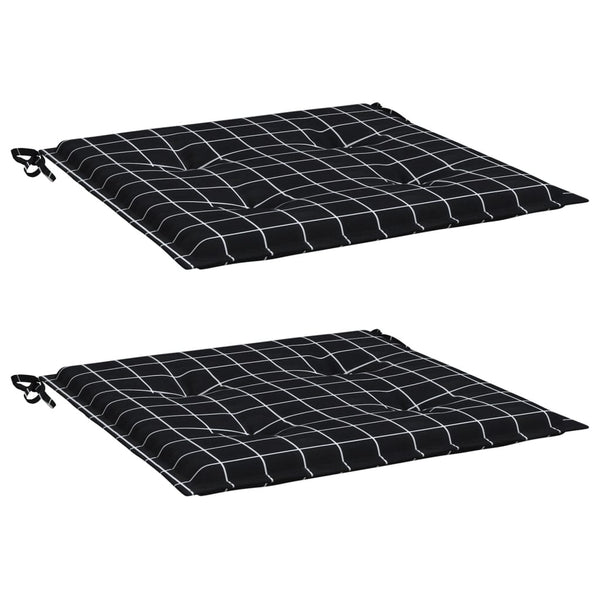 Gartenstuhl Kissen 2er Set Schwarz Karomuster