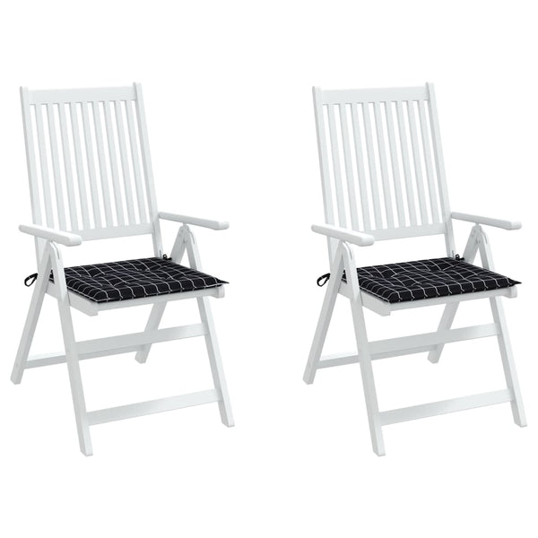 Gartenstuhl Kissen 2er Set Schwarz Karomuster