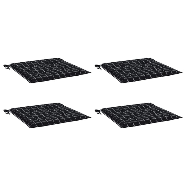 Gartenstuhl Kissen 4er Set Schwarz Karomuster