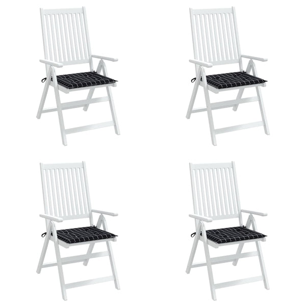Gartenstuhl Kissen 4er Set Schwarz Karomuster