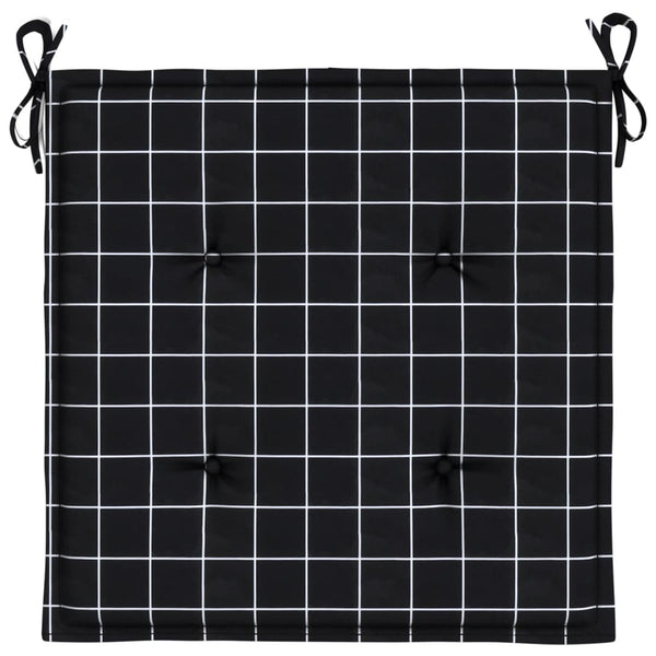 Gartenstuhl Kissen 4er Set Schwarz Karomuster