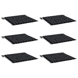 Gartenstuhl Kissen 6er Set Schwarz Kariert