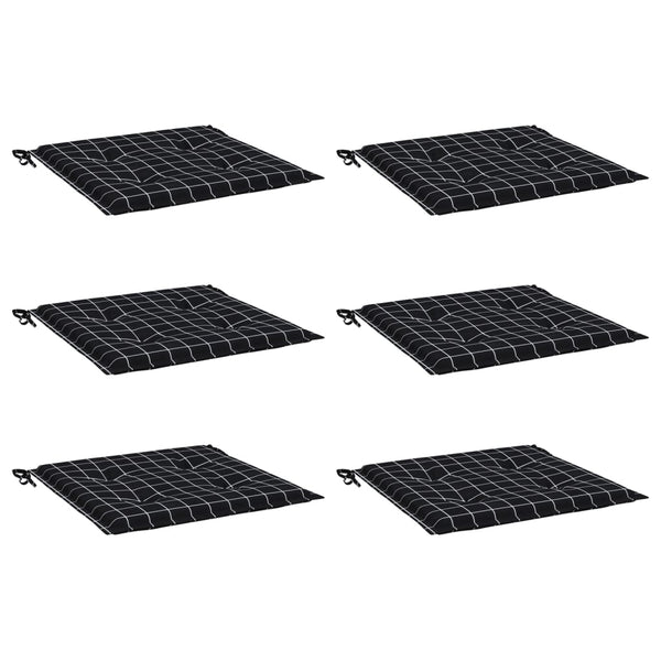 Gartenstuhl Kissen 6er Set Schwarz Kariert