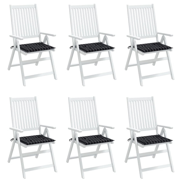 Gartenstuhl Kissen 6er Set Schwarz Kariert