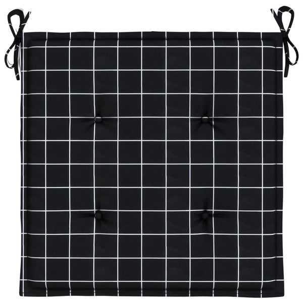 Gartenstuhl Kissen 6er Set Schwarz Kariert