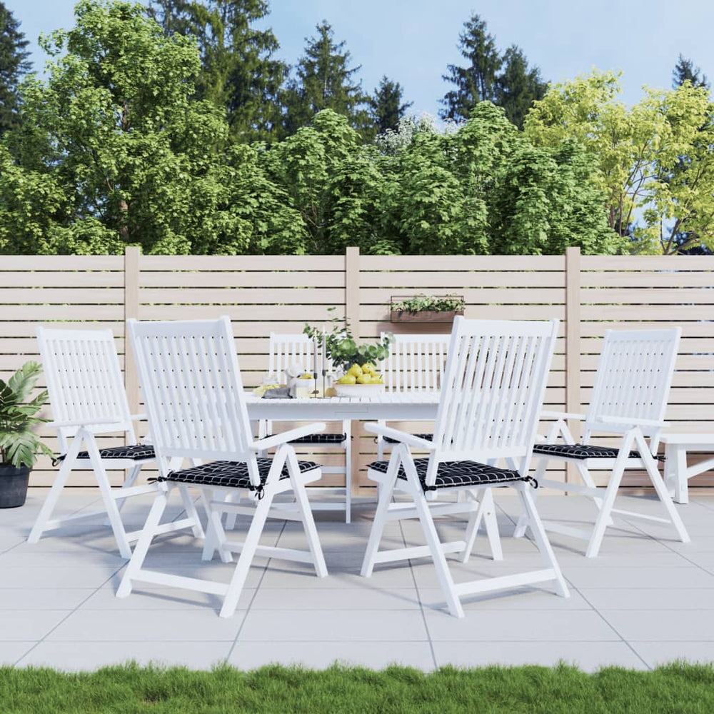 vidaXL Garden Chair Cushions 6 pcs Black Checkered 50x50x4 cm Fabric