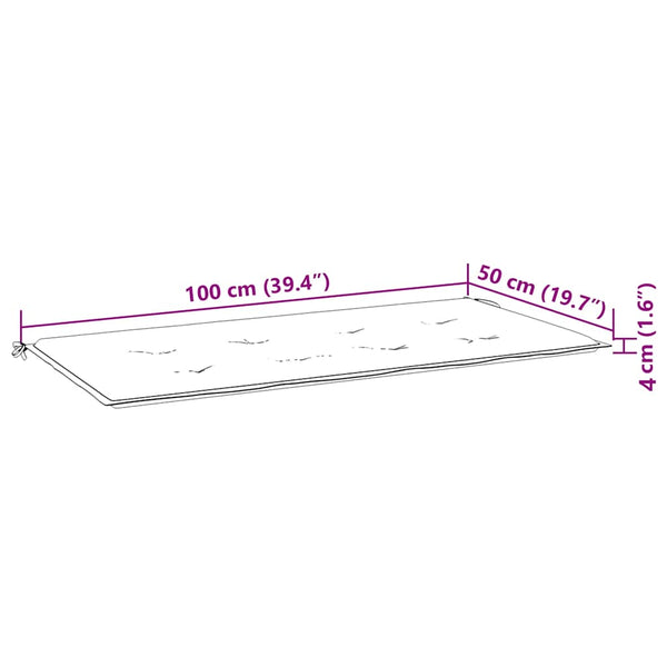 Gartenbankauflage Blattmuster 100x50 cm