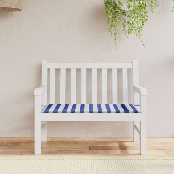 Gestreifte Gartenbank Auflage Blau-Weiß 120x50 cm