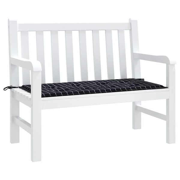 Gartenbank Auflage Schwarz Karomuster 120x50 cm